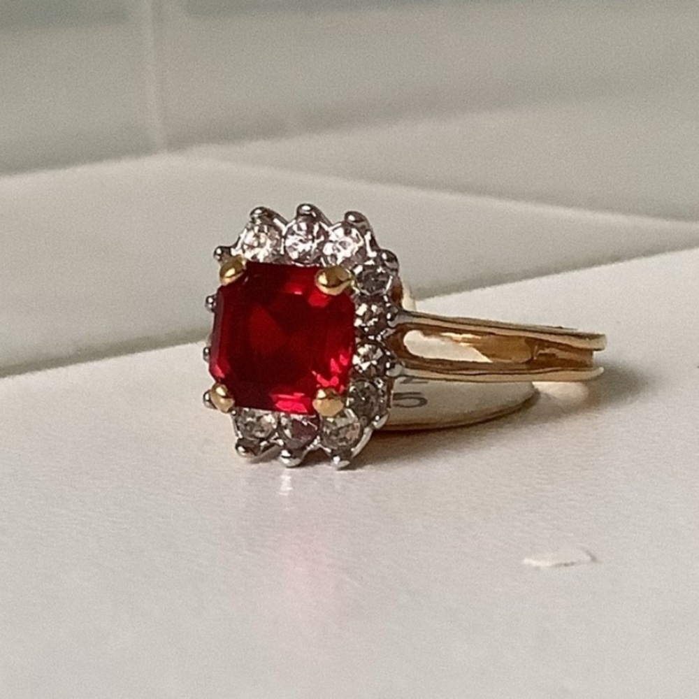 NEW vintage cocktail ring ruby & diamond